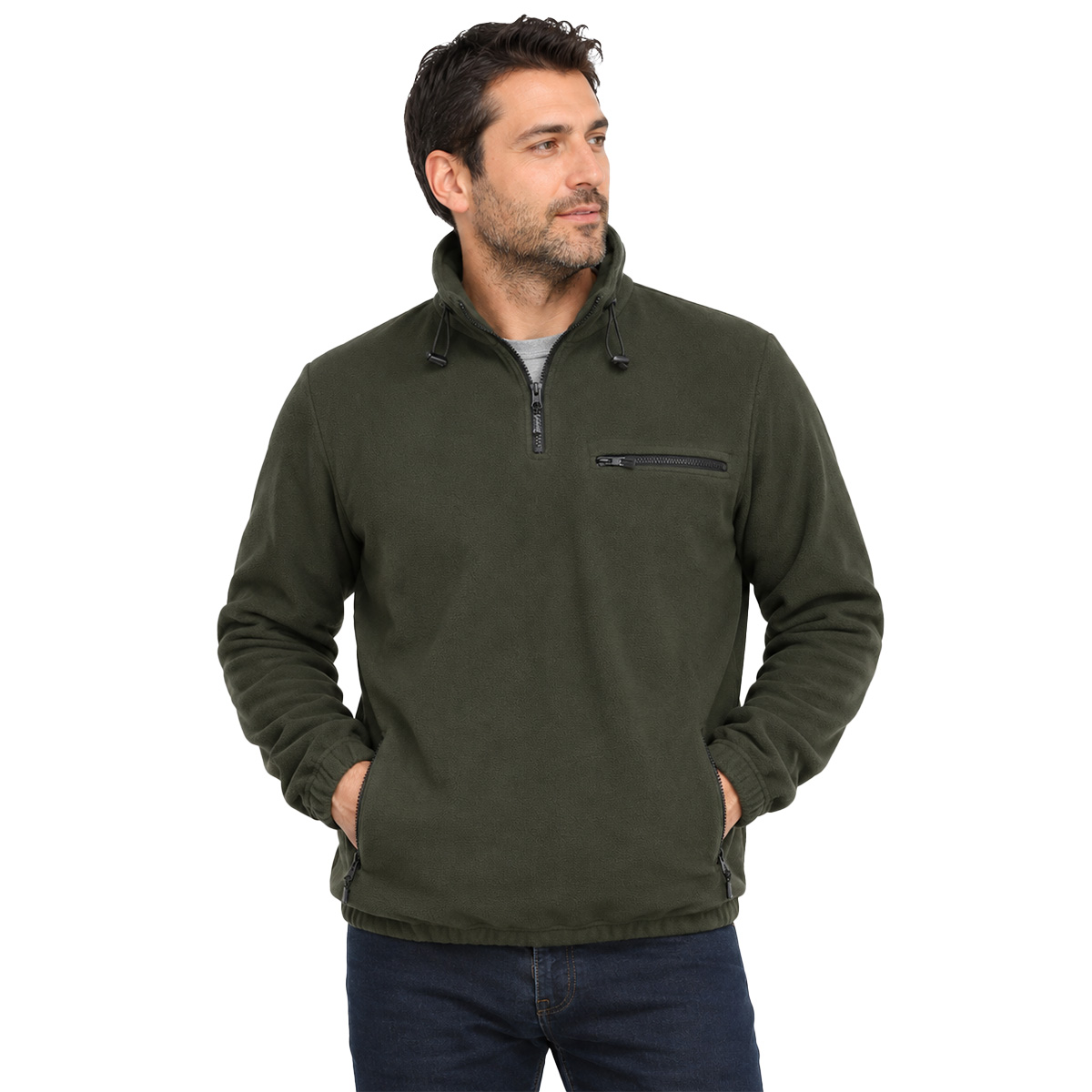 Maglia maglione pesante pile bosco zip abbigliamento tecnico cacciatore caccia