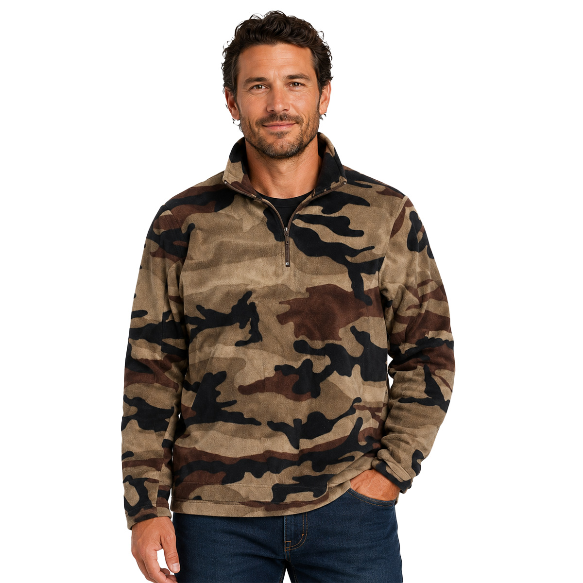 Maglia pile caccia morbida termica ultraleggera collo alto uomo country man