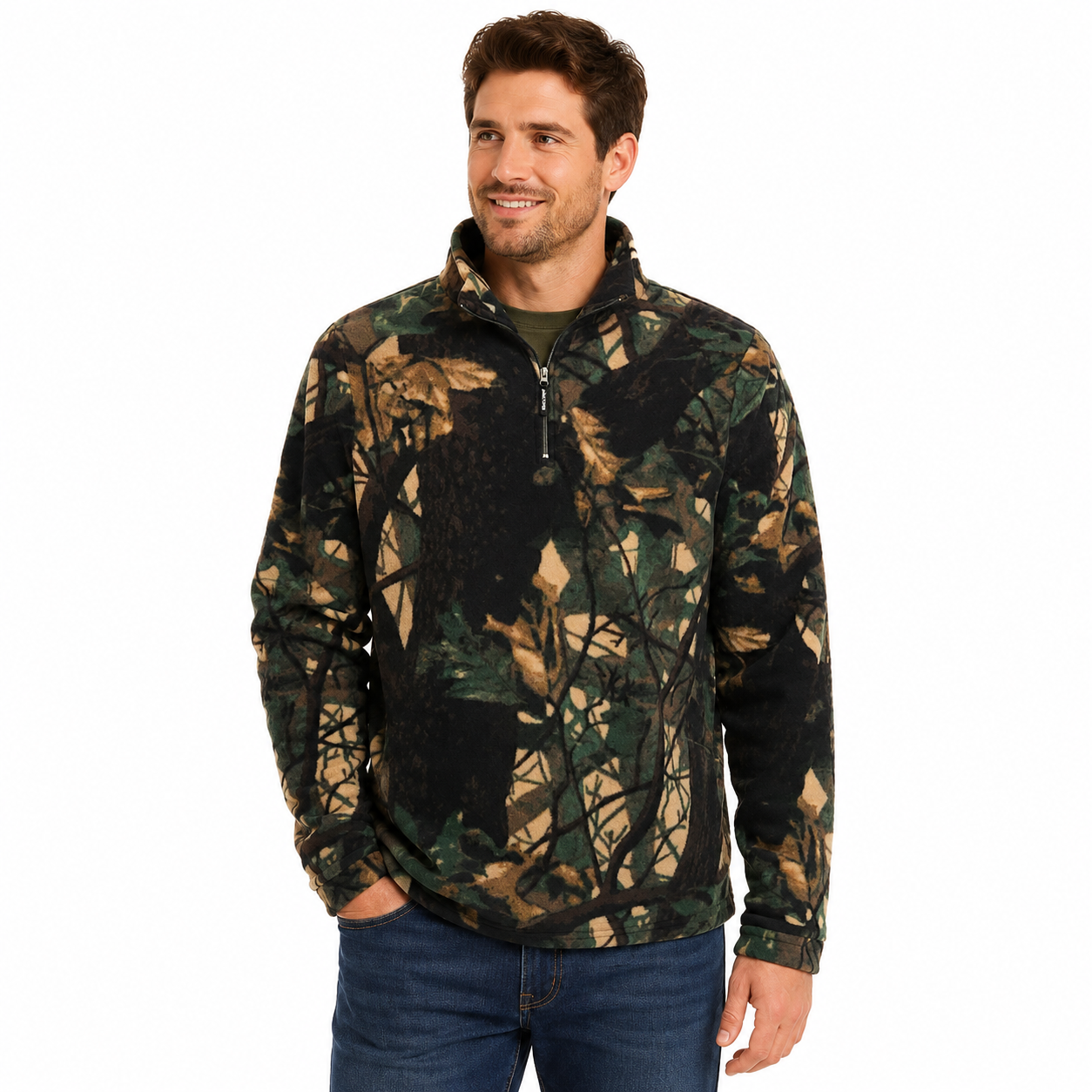 Maglia maglione uomo pile zip calda neve montagna sci invernale - Personalizzabile con il tuo logo