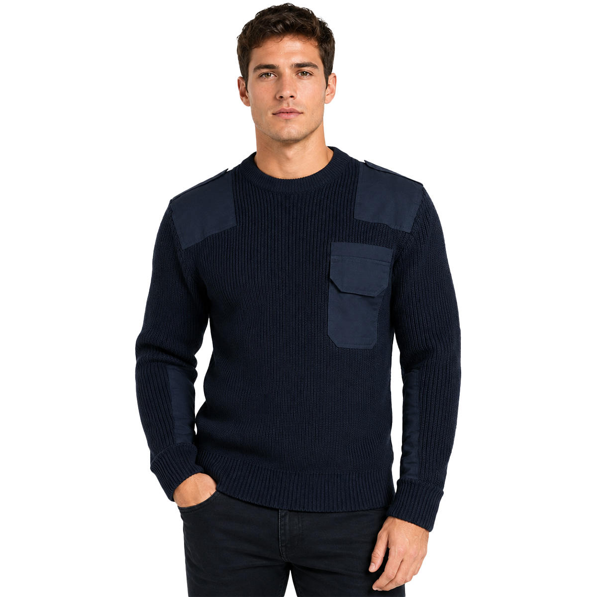 Maglione pullover Gomiti rinforzati Spalle rinforzate militare uomo invernale