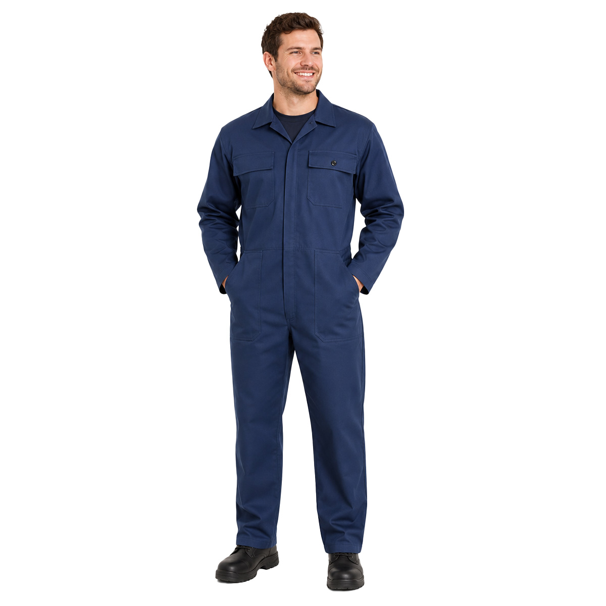 kit Tuta da lavoro blu scuro e t-shirt per lavoratori professionisti in vari settori industria edilizia officina meccanica