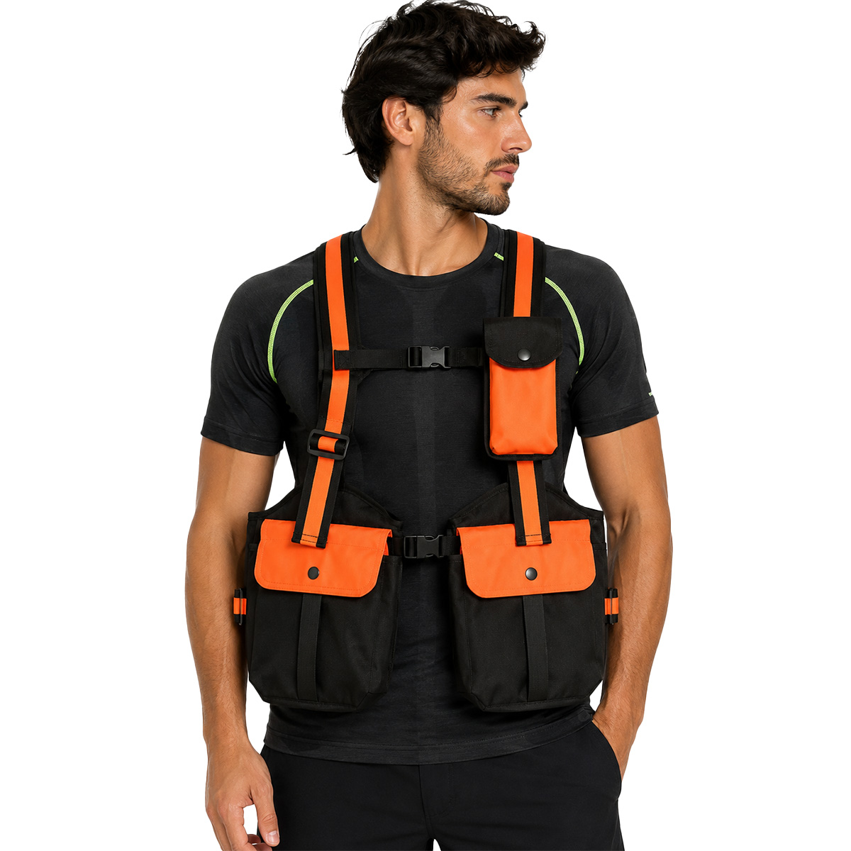 Trisacca Gilet da Caccia regolabile cinghiale beccaccia alta visibilita\' marsupio