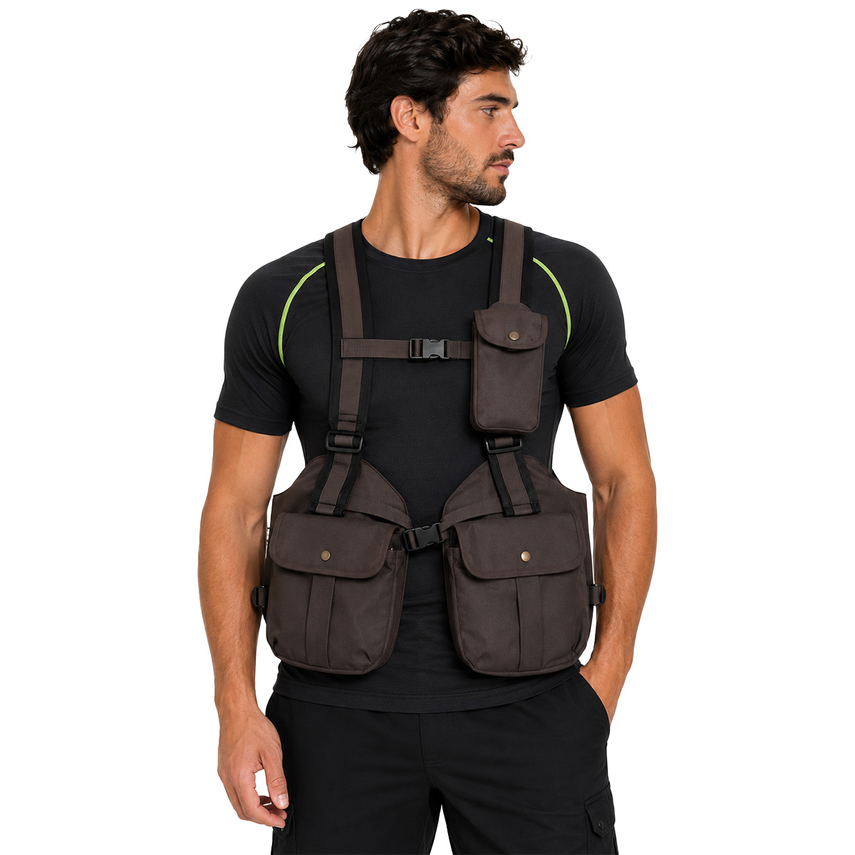 Trisacca Gilet da Caccia regolabile cinghiale beccaccia alta visibilita\' marsupio