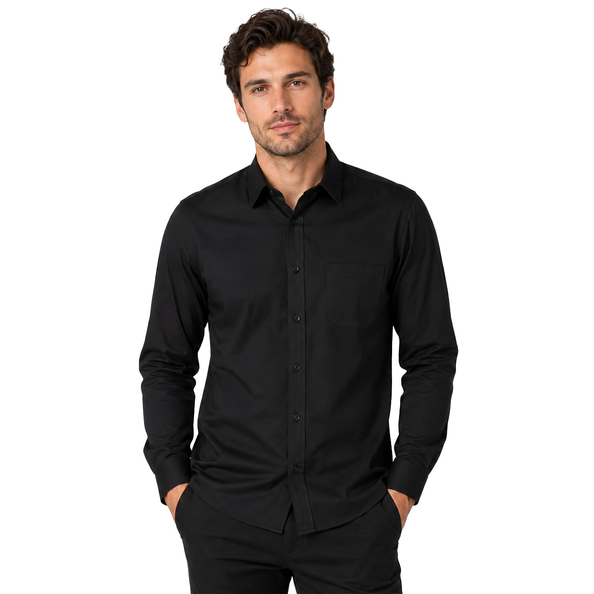 Camicia a manica lunga con taschino Resistente e professionale ideale come abbigliamento da lavoro, divisa da ristorazione e divise aziendali.