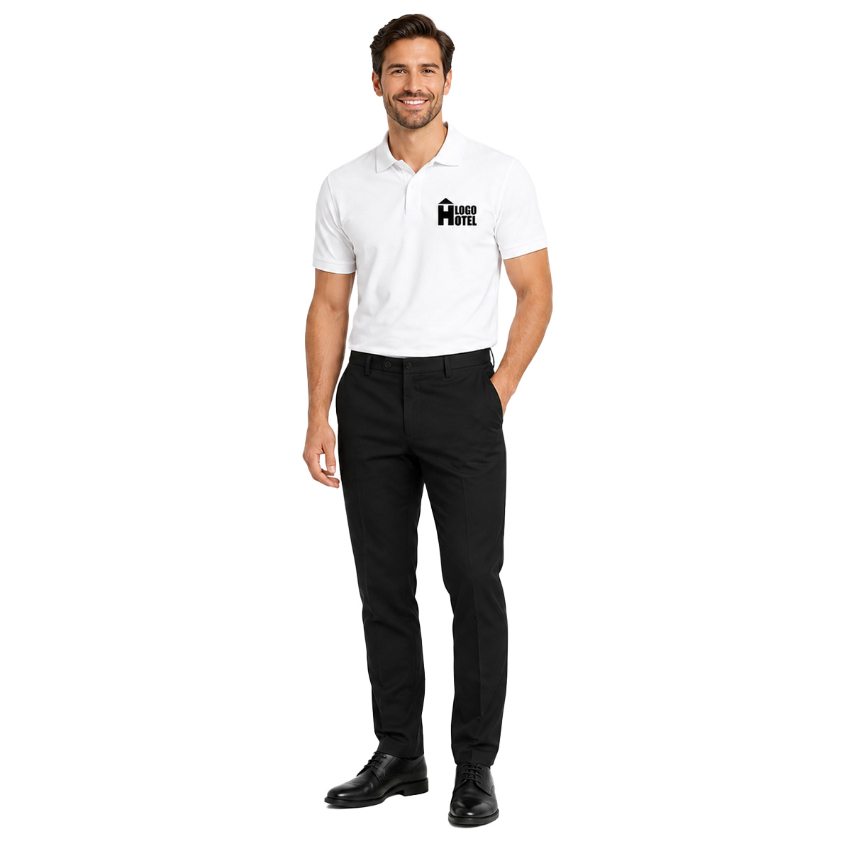 Kit Divisa Reception Hotel per Uomo con Polo e Pantalone ideale per albreghi e strutture ricettive made in italy