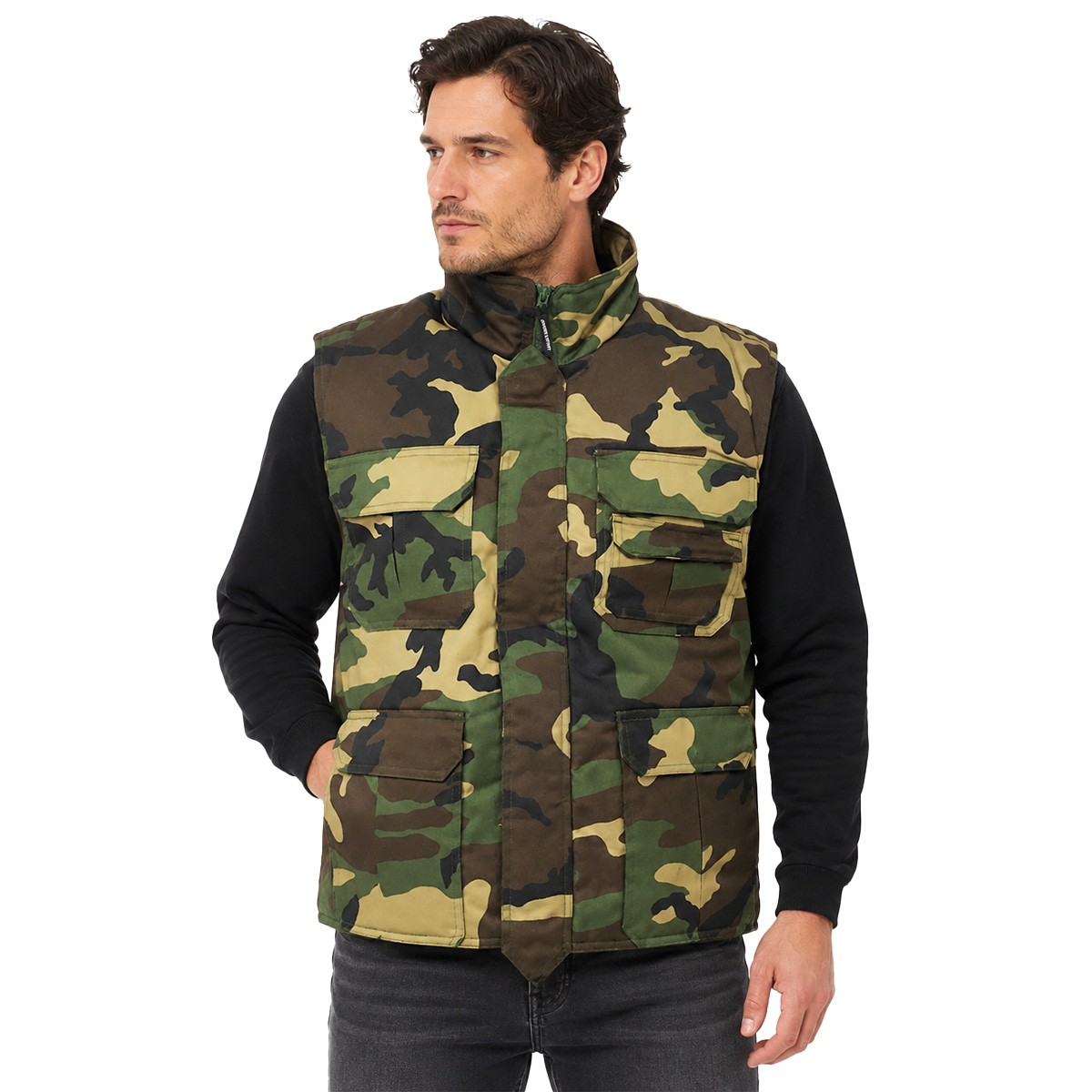 Gilet imbottito caccia cotone uomo donna invernale mimetico trapuntato - Personalizzabile con il tuo logo