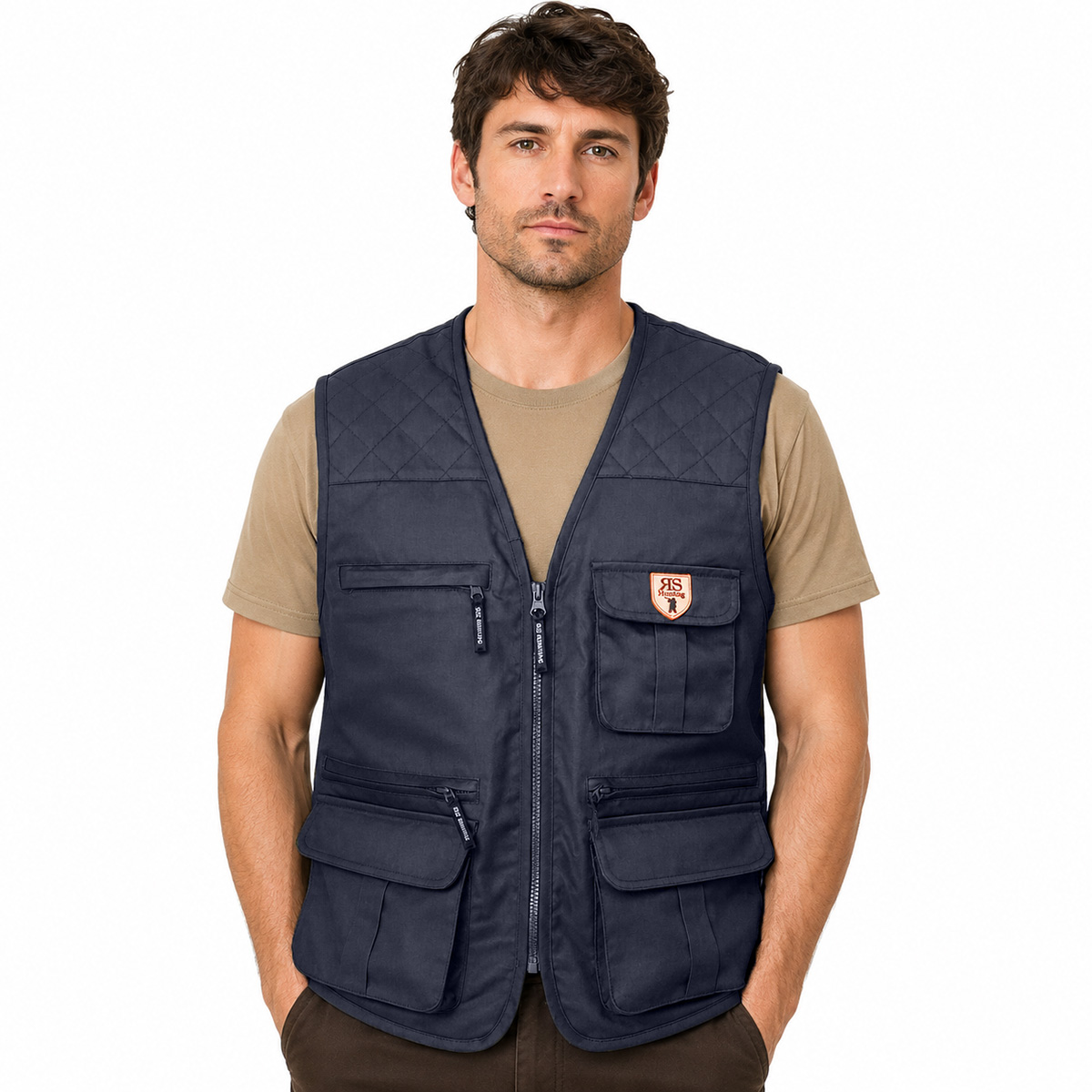 Gilet pesca multitasche caccia pesca uomo cotone soft air tiro tattico - Personalizzabile con il tuo logo