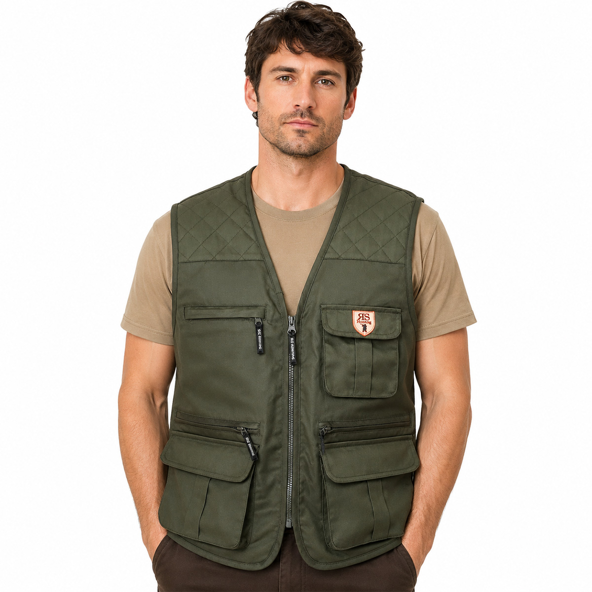 Gilet pesca multitasche caccia pesca uomo cotone soft air tiro tattico - Personalizzabile con il tuo logo