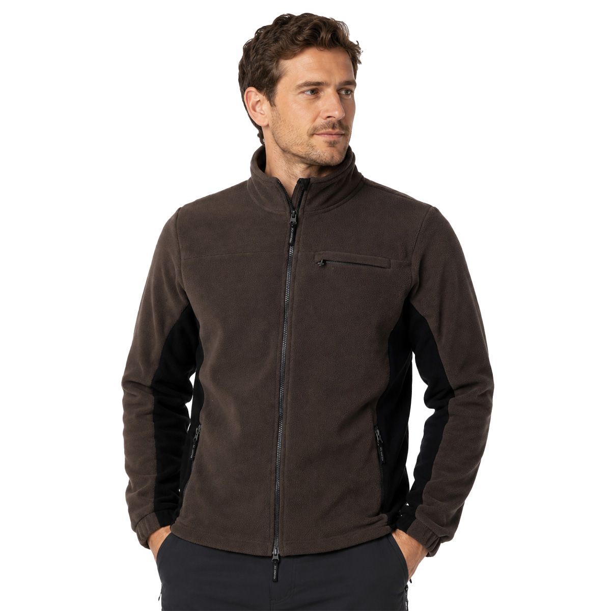 Maglione maglia Pile termico made in italy con mezza zip abbigliamento caccia