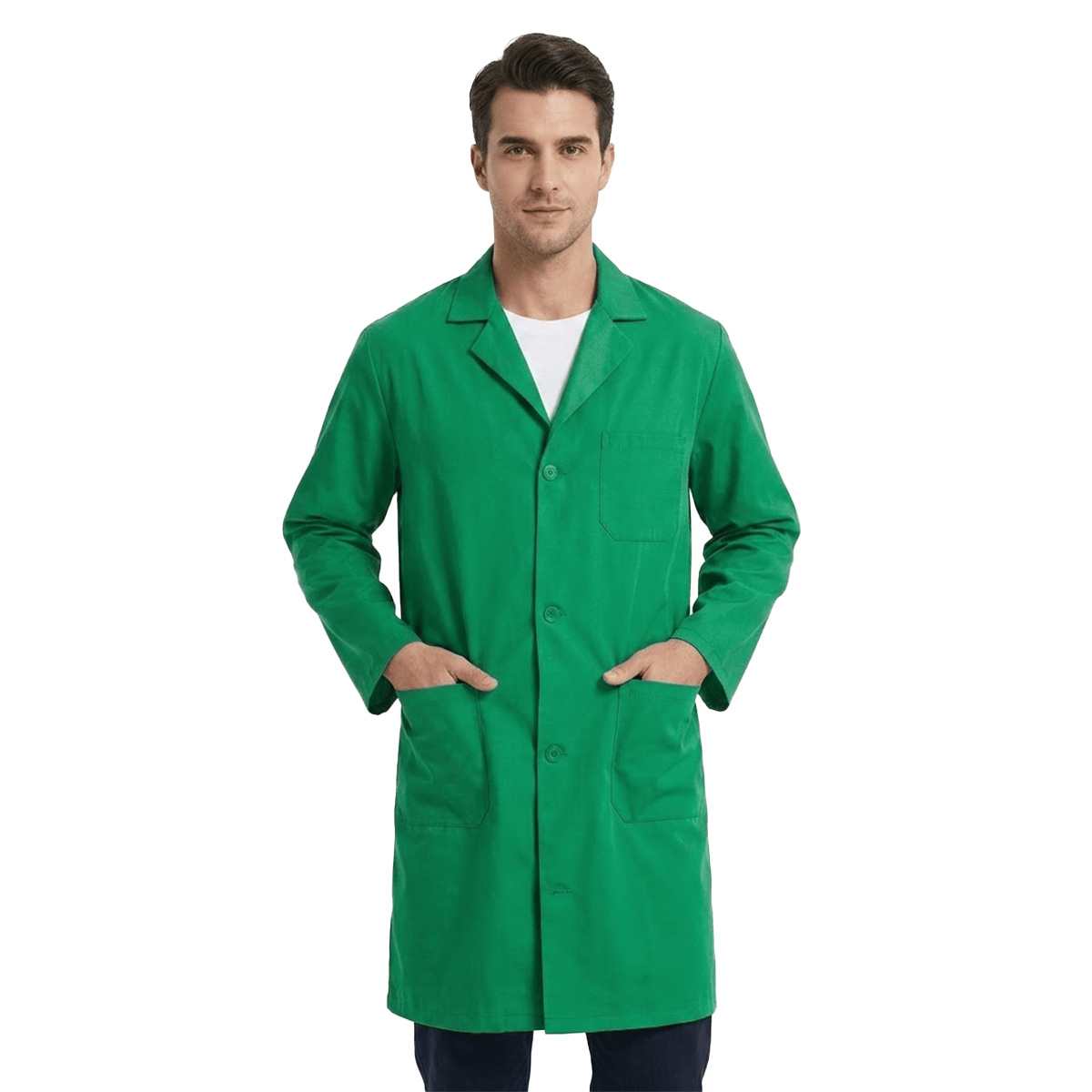 Camice Grembiule uomo misto cotone farmacista magazziniere lavoro bianco blu nero verde azzurro - Personalizzabile