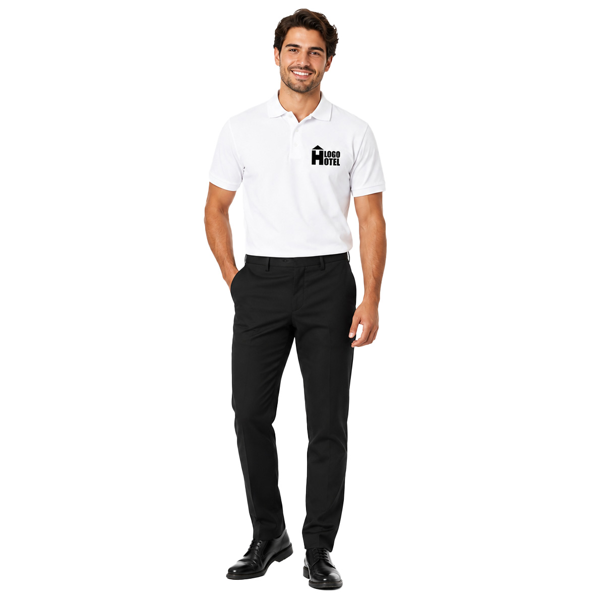Uniforme per Facchino e Bagagista con Polo e Pantalone Personalizzabile con Nome e Logo