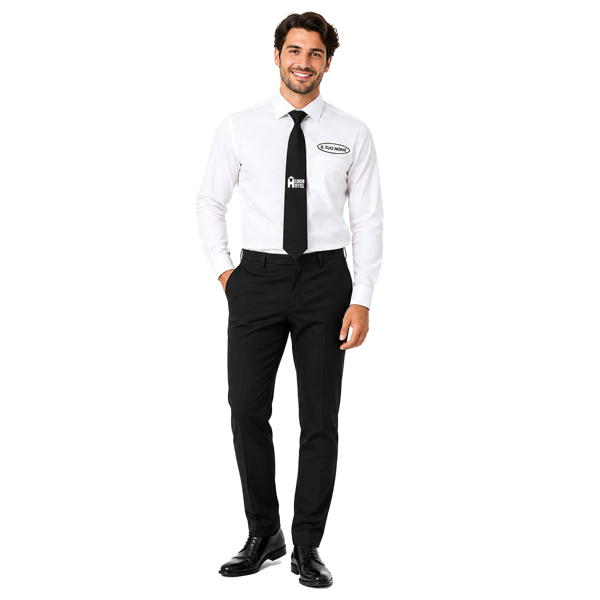 Uniforme Personalizzabile per Facchino e Bagagista con Camicia Pantalone e Cravatta