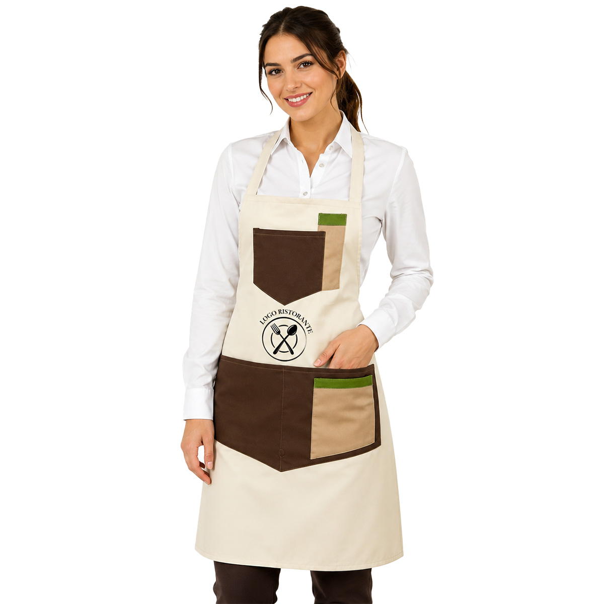 Kit completo per cameriere donna sala con grembiule e camicia made in italy