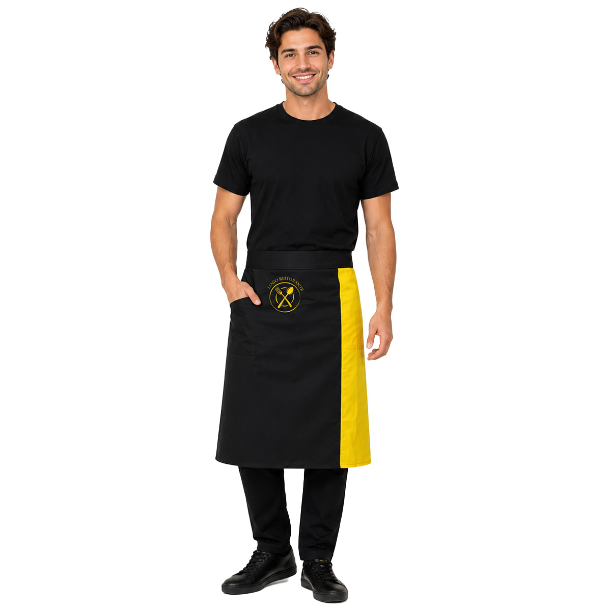 Kit con Grembiule e t-shirt per barista e cameriere made in italy Disponibile in diverse taglie e colori