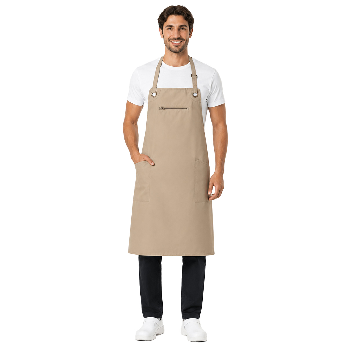 Divisa Uomo per Bancone in Panetterie Forni e Bar con t-shirt e Grembiule con Pettorina - Personalizzabile con Logo e Nome
