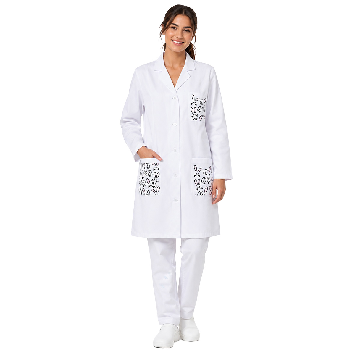 Camice bianco medico dottoressa laboratorio donna pediatra Pasqua primavera clownterapia sanitario
