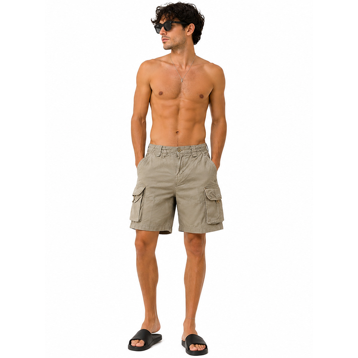 Pantaloni corti bermuda pantaloncini short uomo estivi cotone mare spiaggia slim