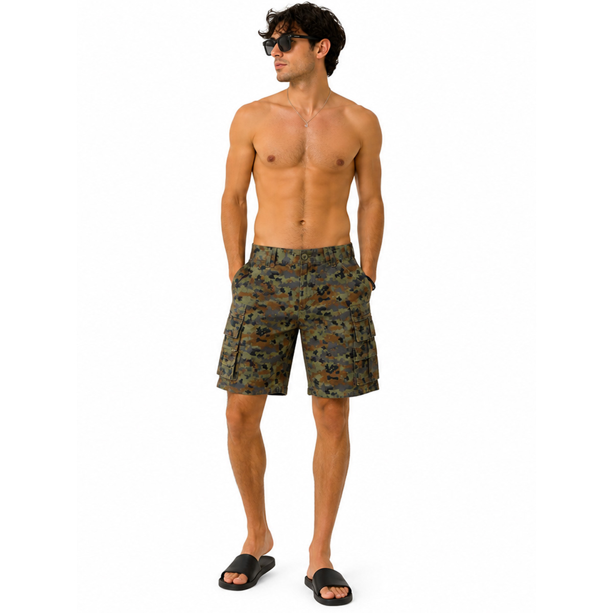 Pantaloni corti bermuda pantaloncini short uomo estivi cotone mare spiaggia slim