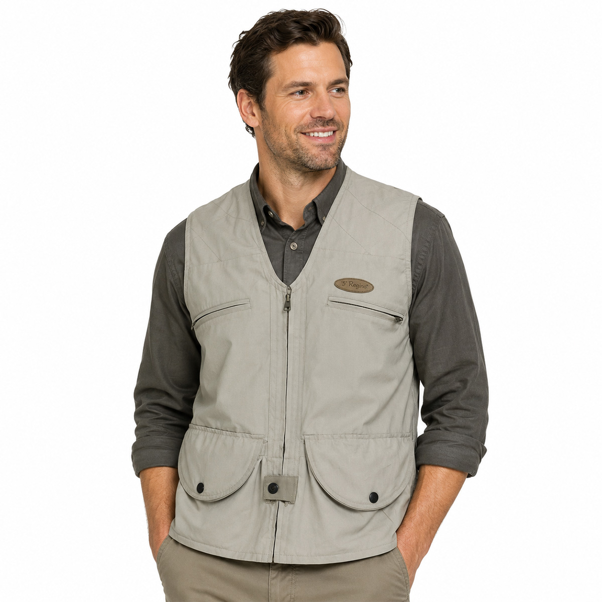Gilet smanicato panciotto caccia doppio carniere foderato Idrorepellente