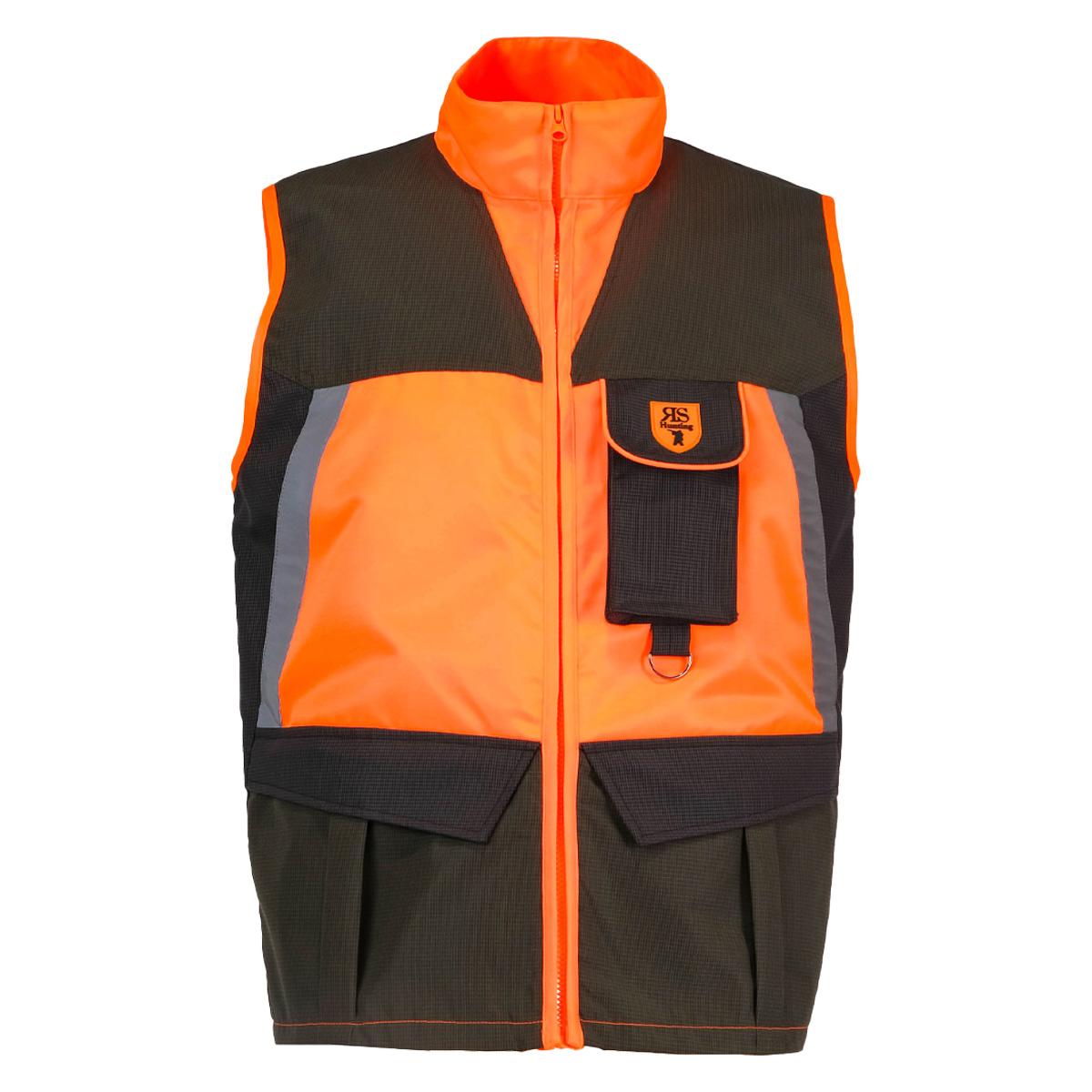 Gilet smanicato tessuto luminescente fasce rifrangenti caccia cinghiale - Personalizzabile con il tuo logo