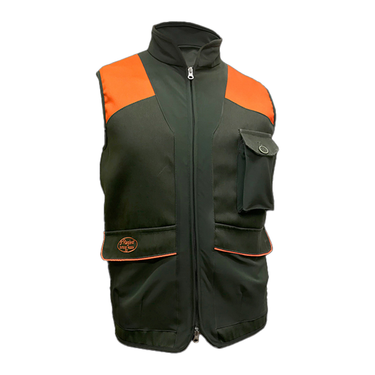 Gilet caccia verde arancio cordura impermeabile abbigliamento cacciatore nylon - Personalizzabile con il tuo logo