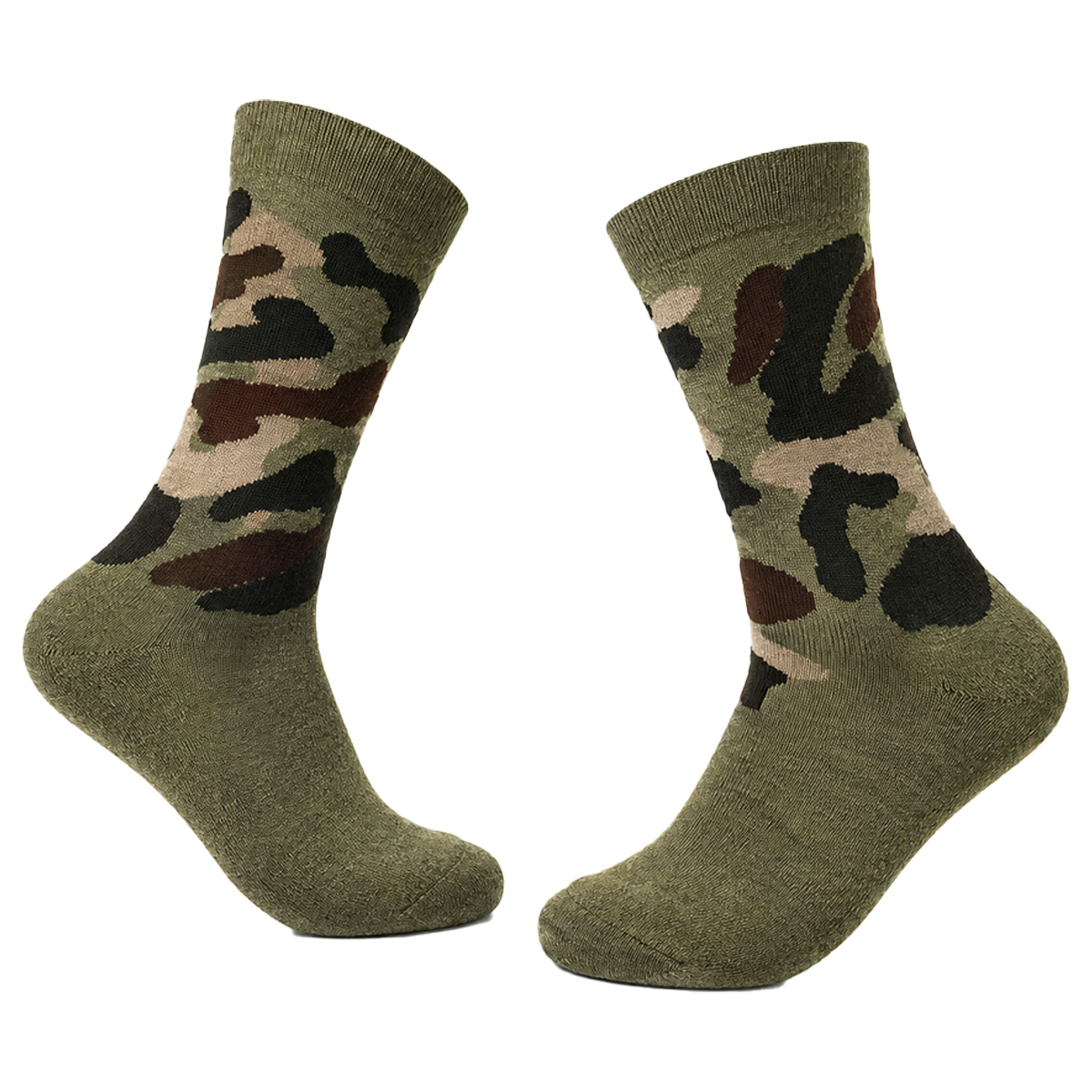 Calza calzini spugna sport corti lana acrilico verde mimetico blu 5 paia