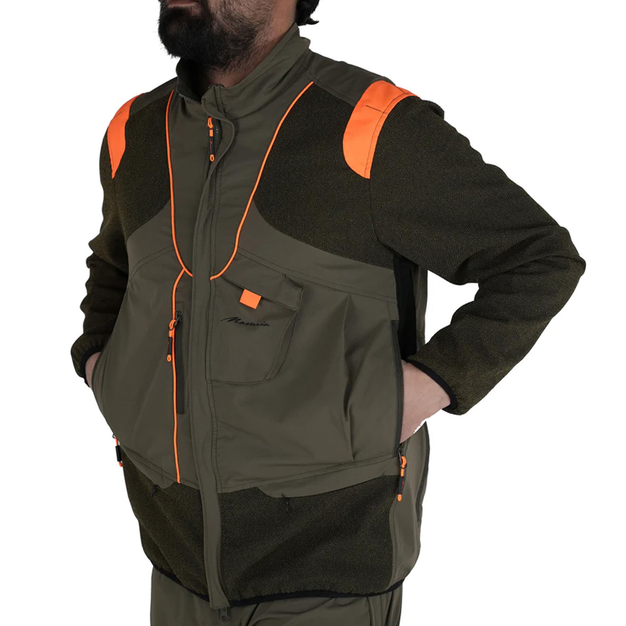 Giacca giubbino da Caccia Masseria Verde Arancio Fluo Elasticizzata e Antistrappo impermeabile
