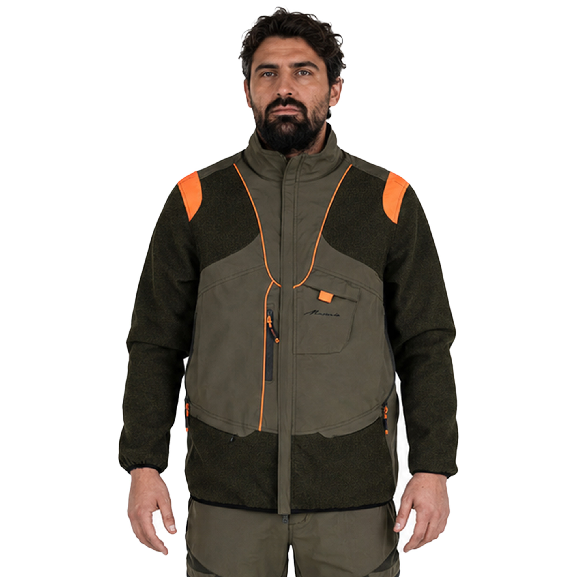 Giacca giubbino da Caccia Masseria Verde Arancio Fluo Elasticizzata e Antistrappo impermeabile