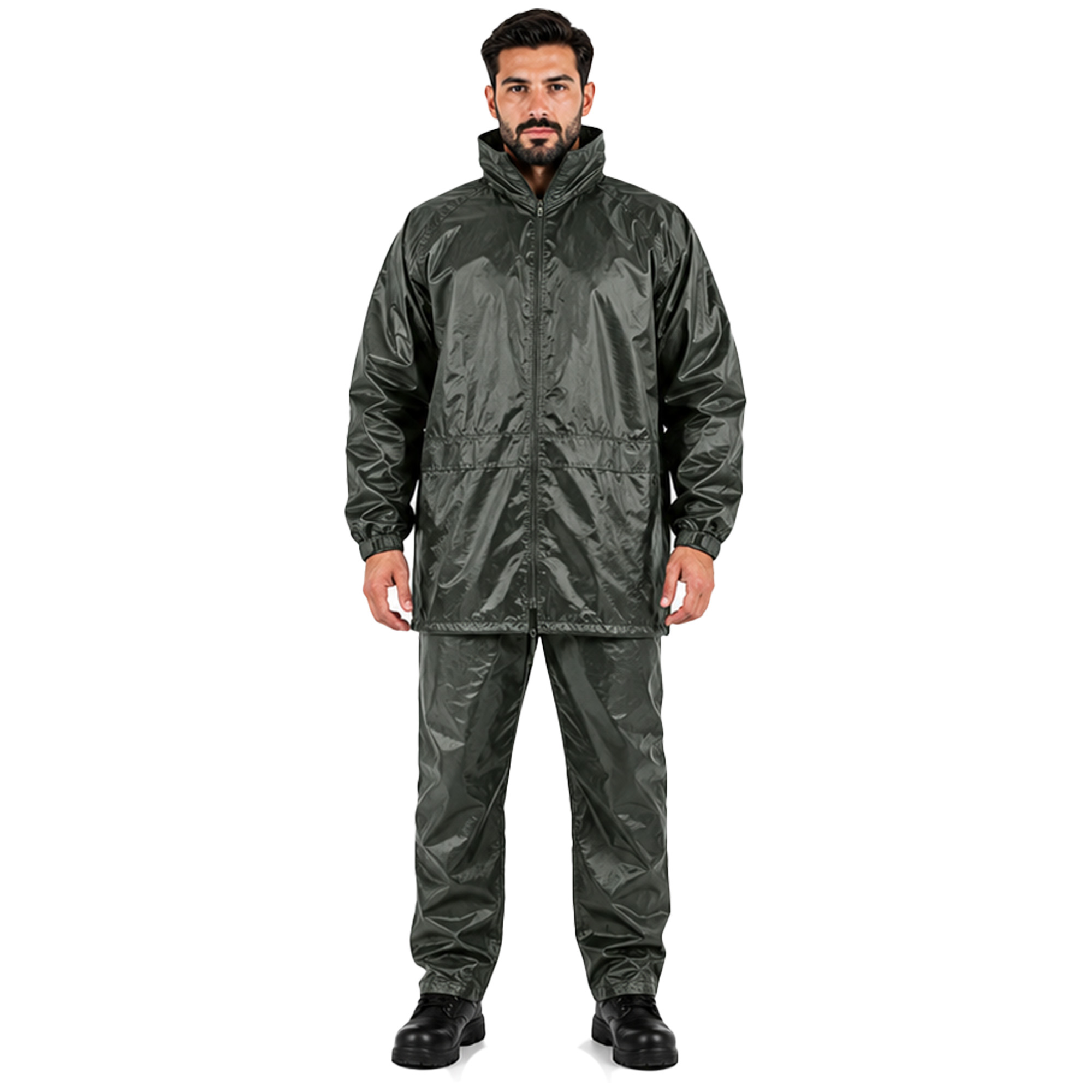 Completo impermeabile giacca pantalone pvc moto caccia pesca pioggia
