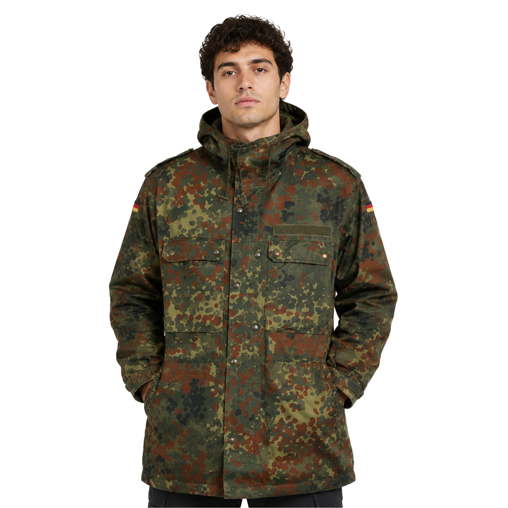 Parka giubbino tedesco cotone flecktarn soft air sportivo uomo germania militare