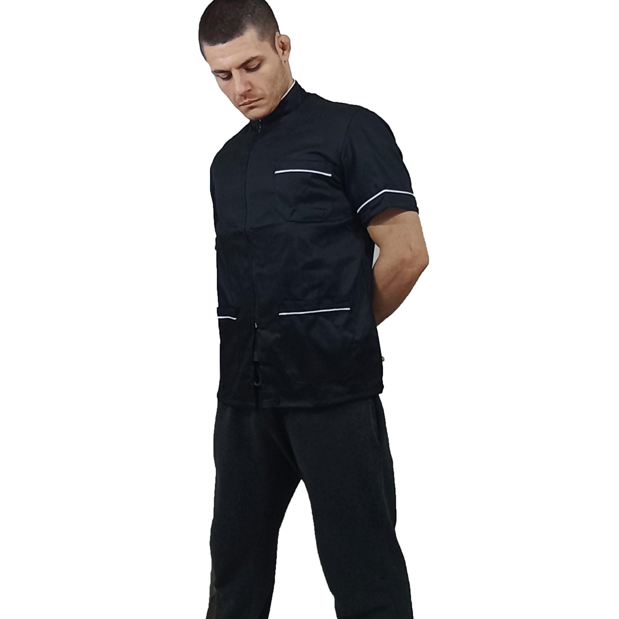 Coat jacket tunic chef cook barber hairdresser coiffeur beautician man hair work