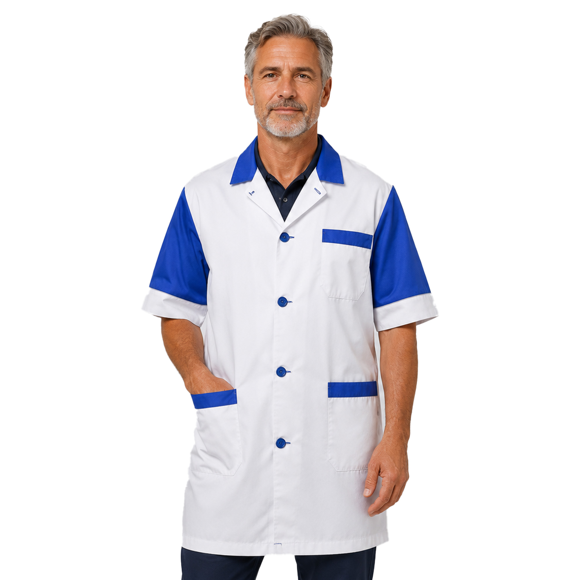 Camice supermercato lavoro made in Italy blu estivo mezze maniche - Personalizzabile con il tuo logo