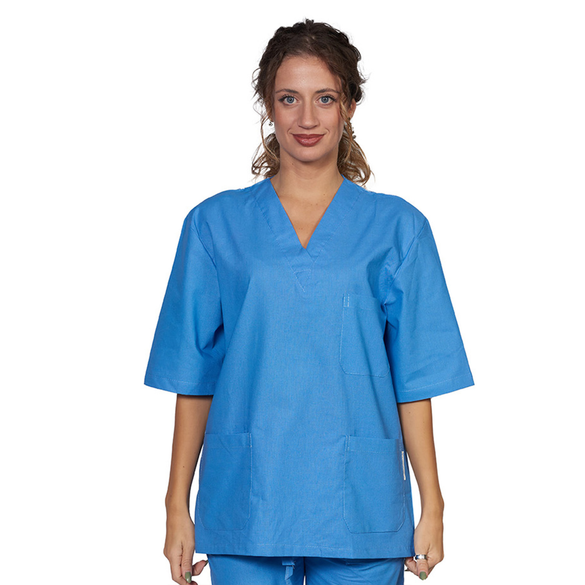 casacca sanitaria medicale infermiere blusa lavoro scollo a V vari colori uomo donna
