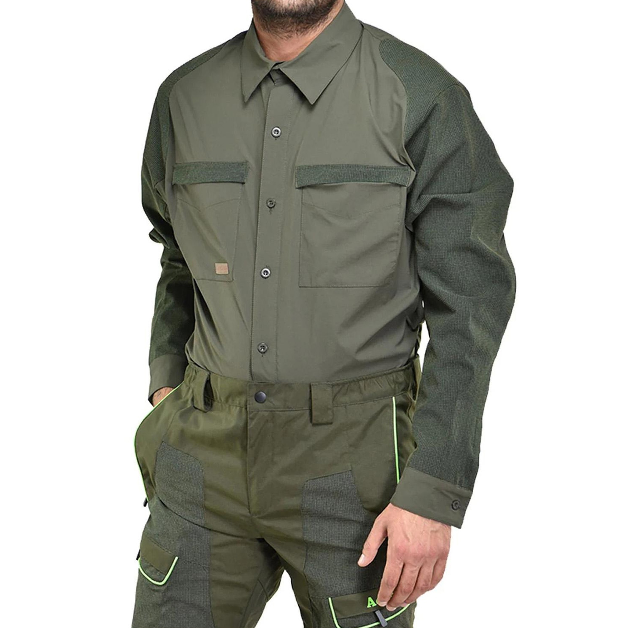 Camicia uomo elasticizzata e rinforzata in Micro ripstop Antistrappo caccia