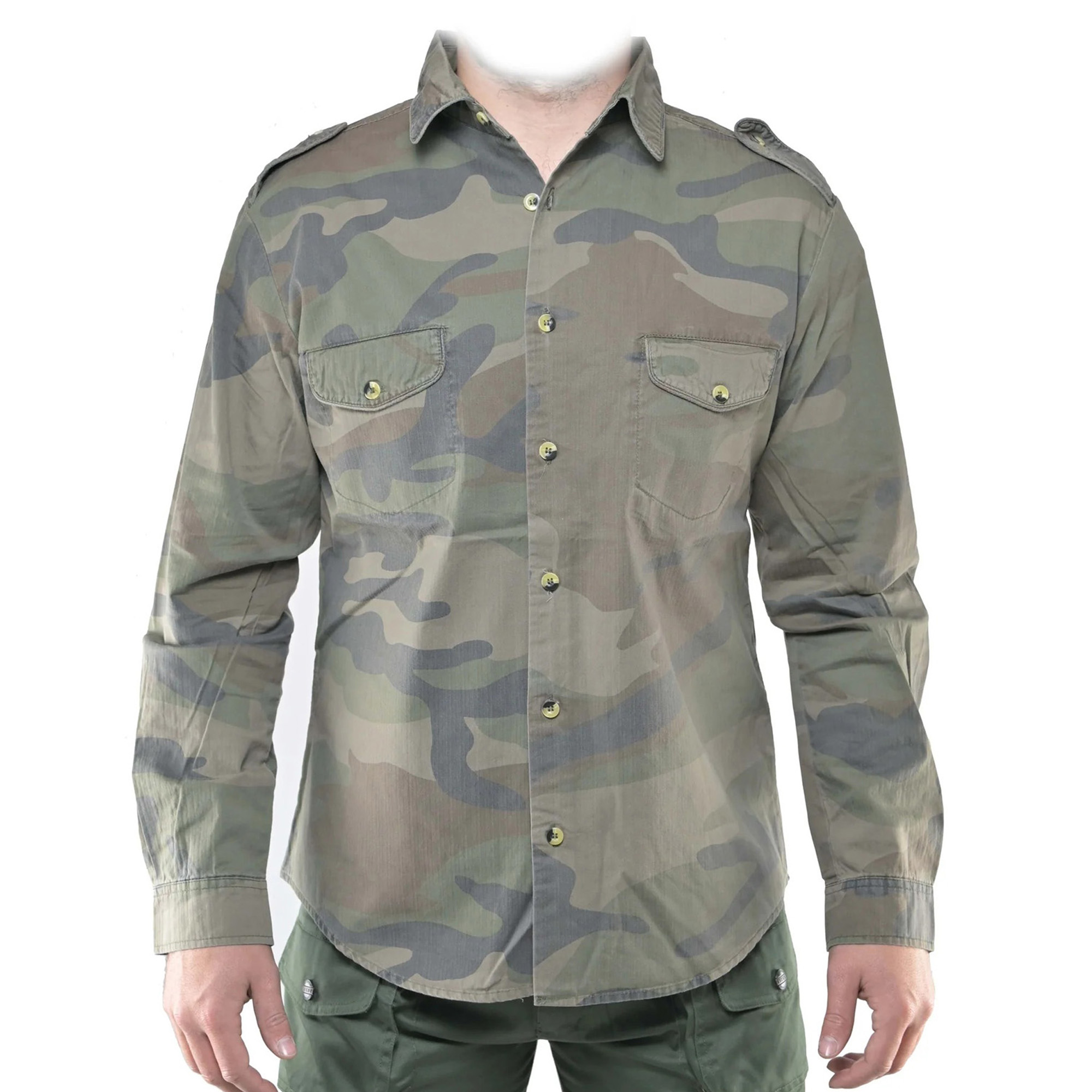 Camicia caccia montagna uomo cotone bottoni mimetica camouflge vari colori