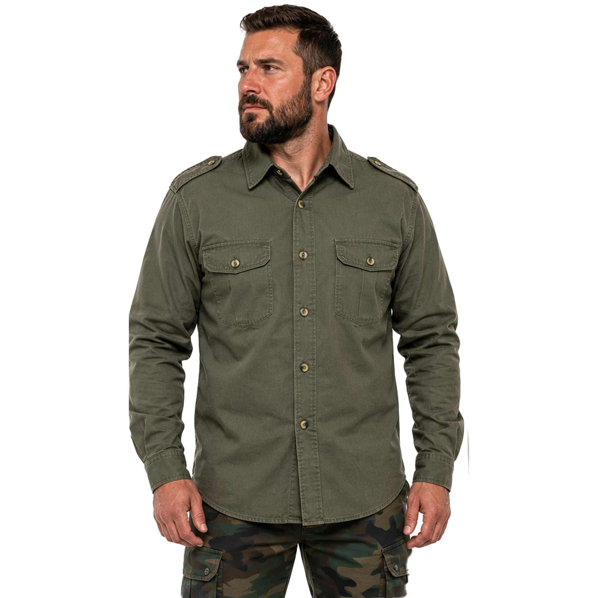Camicia caccia montagna uomo cotone bottoni mimetica camouflge vari colori