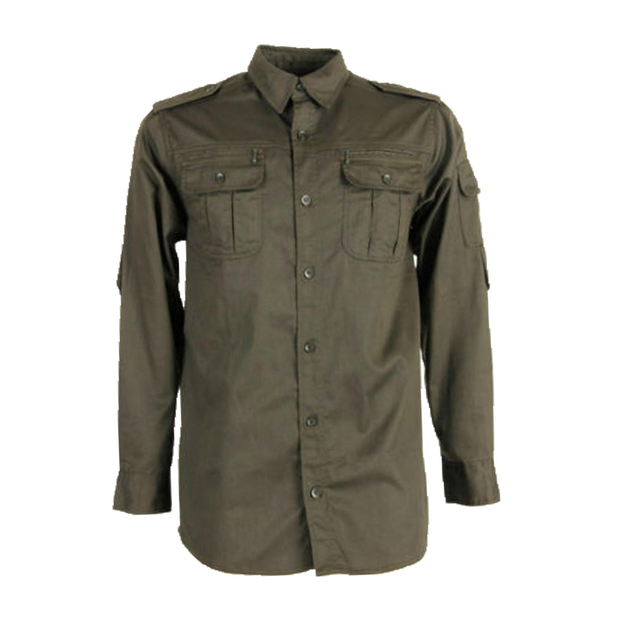 Camicia cotone bottoni caccia verde sport abbigliamento tecnico uomo - Personalizzabile con il tuo logo