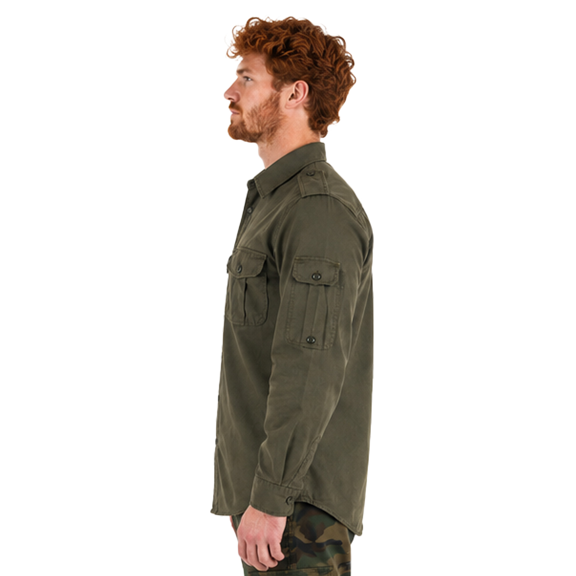 Camicia cotone bottoni caccia verde sport abbigliamento tecnico uomo - Personalizzabile con il tuo logo