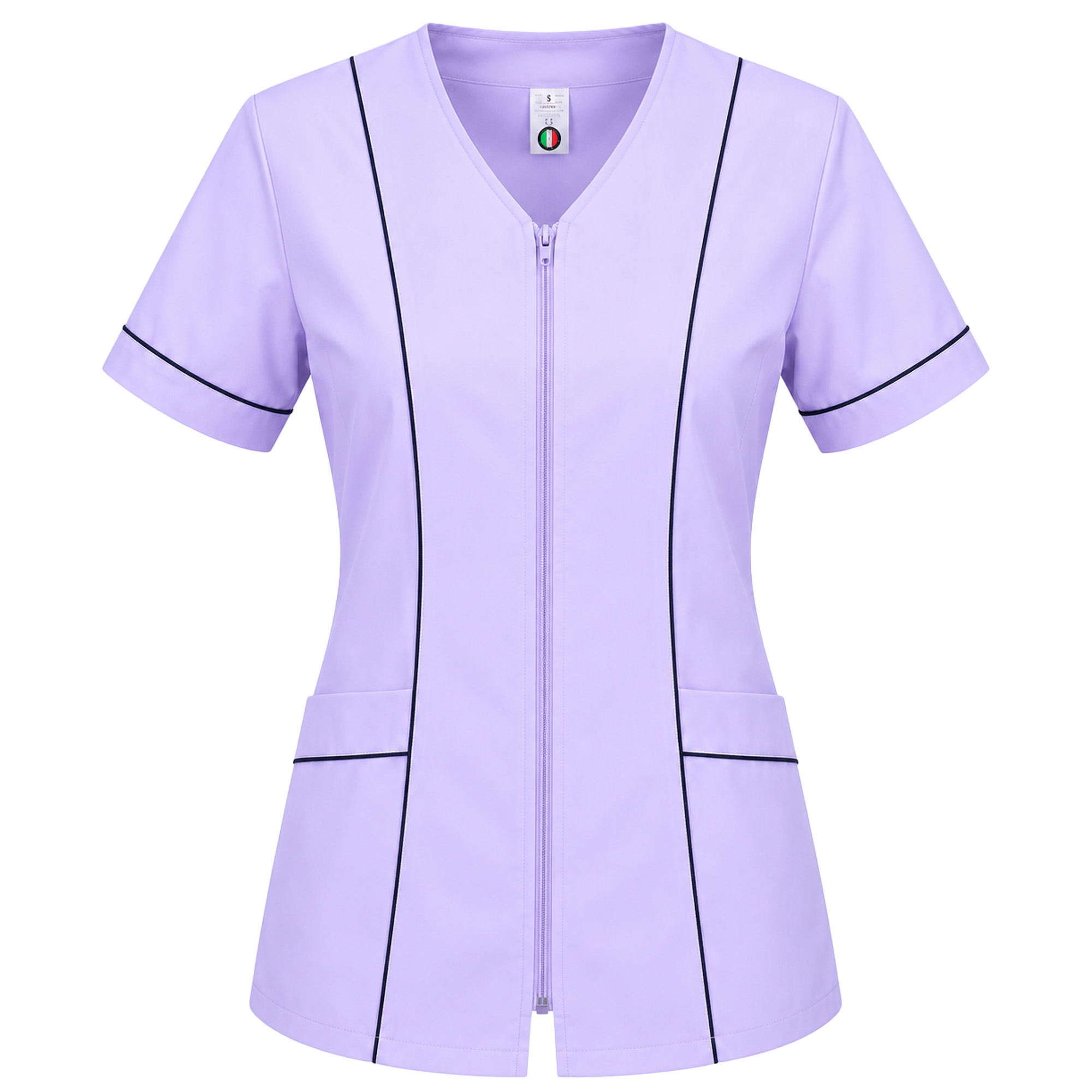 Camice donna abbigliamento lavoro maniche corte estivo zip cotone estetista - Personalizzabile con il tuo logo