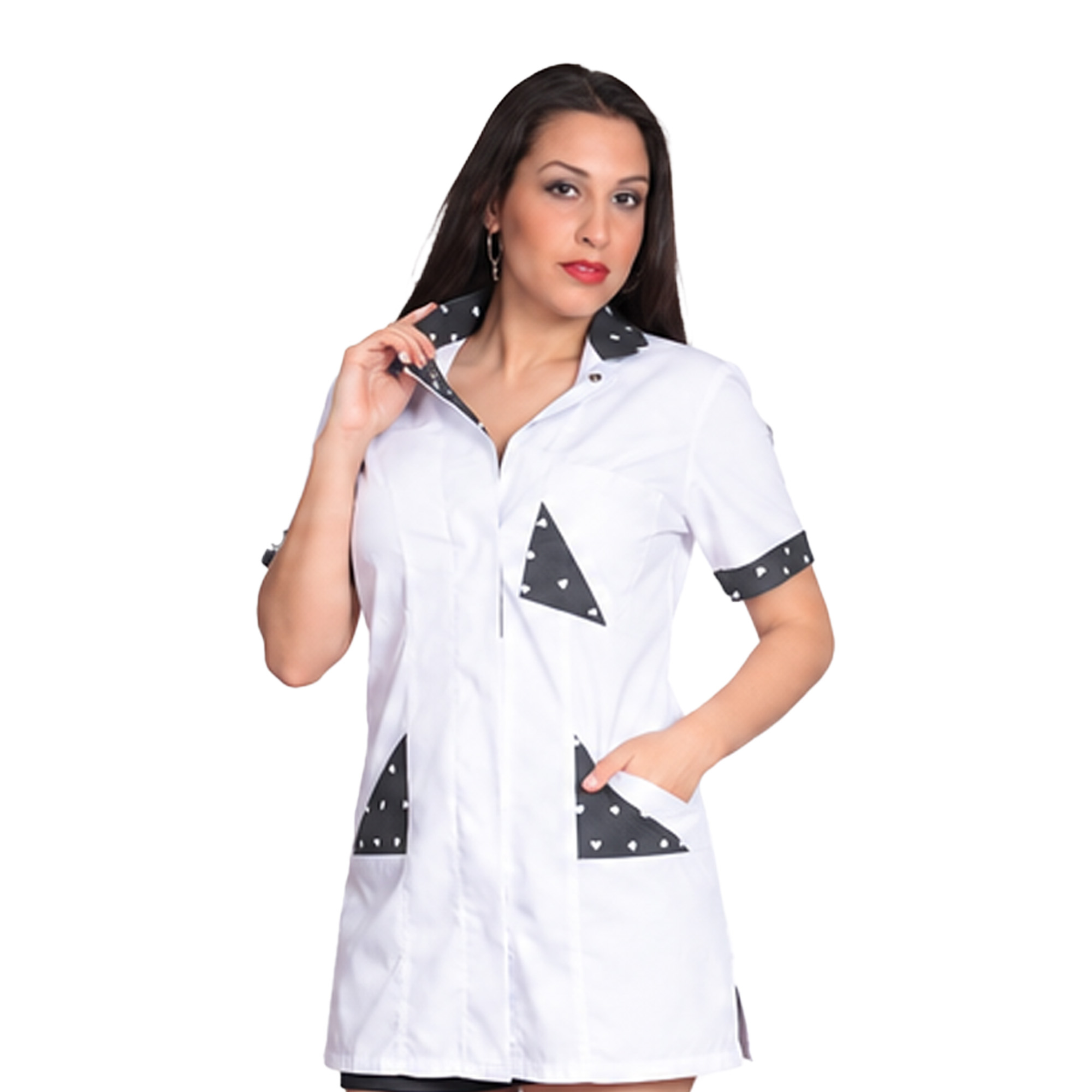 Camice estetista coiffeur centro massaggi abbigliamento bianco benessere corto