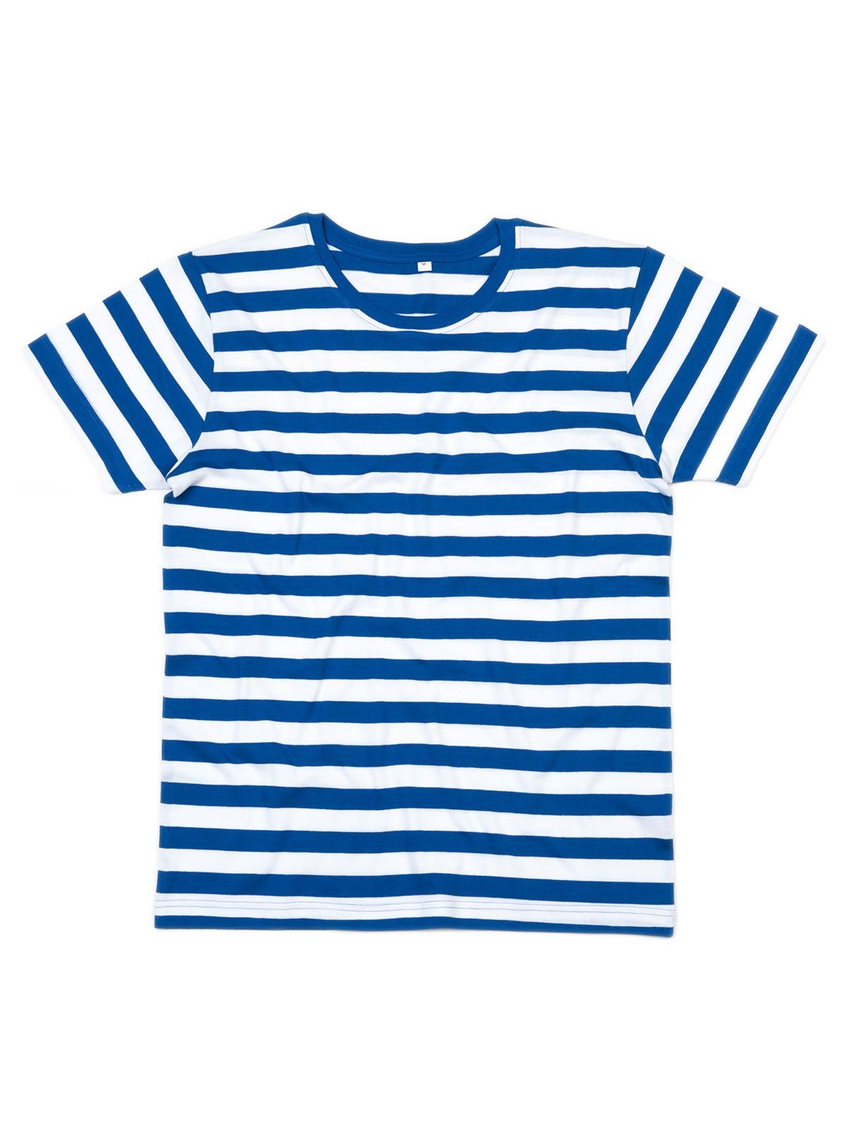 T-shirt in Jersey girocollo, tinta in filo con stampa a righe. Cucitura a doppio ago