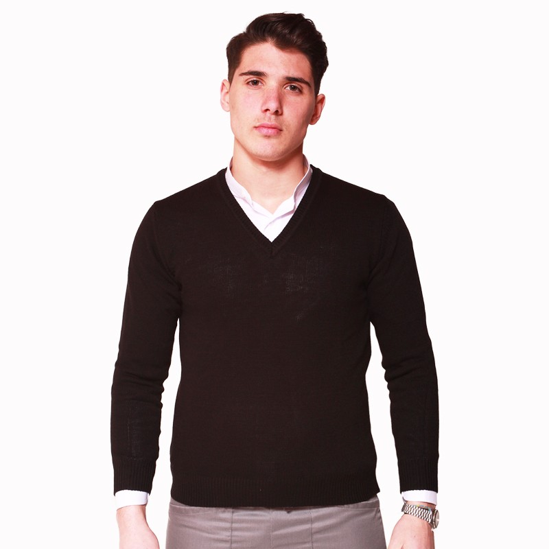 Maglia maglione scollo V polizia vigili security ristorante abiti lavoro uomo