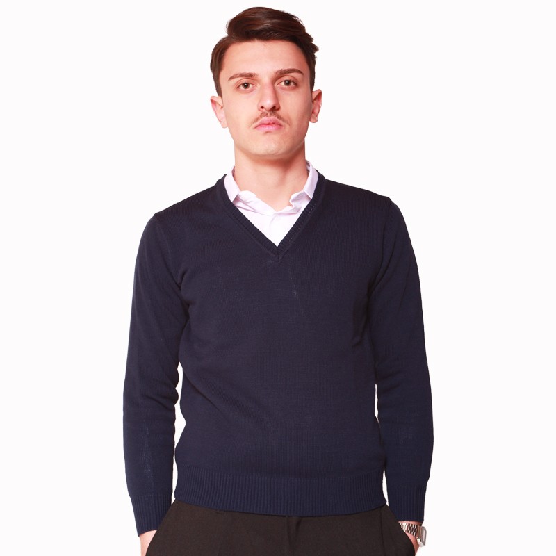 Maglia maglione scollo V polizia vigili security ristorante abiti lavoro uomo