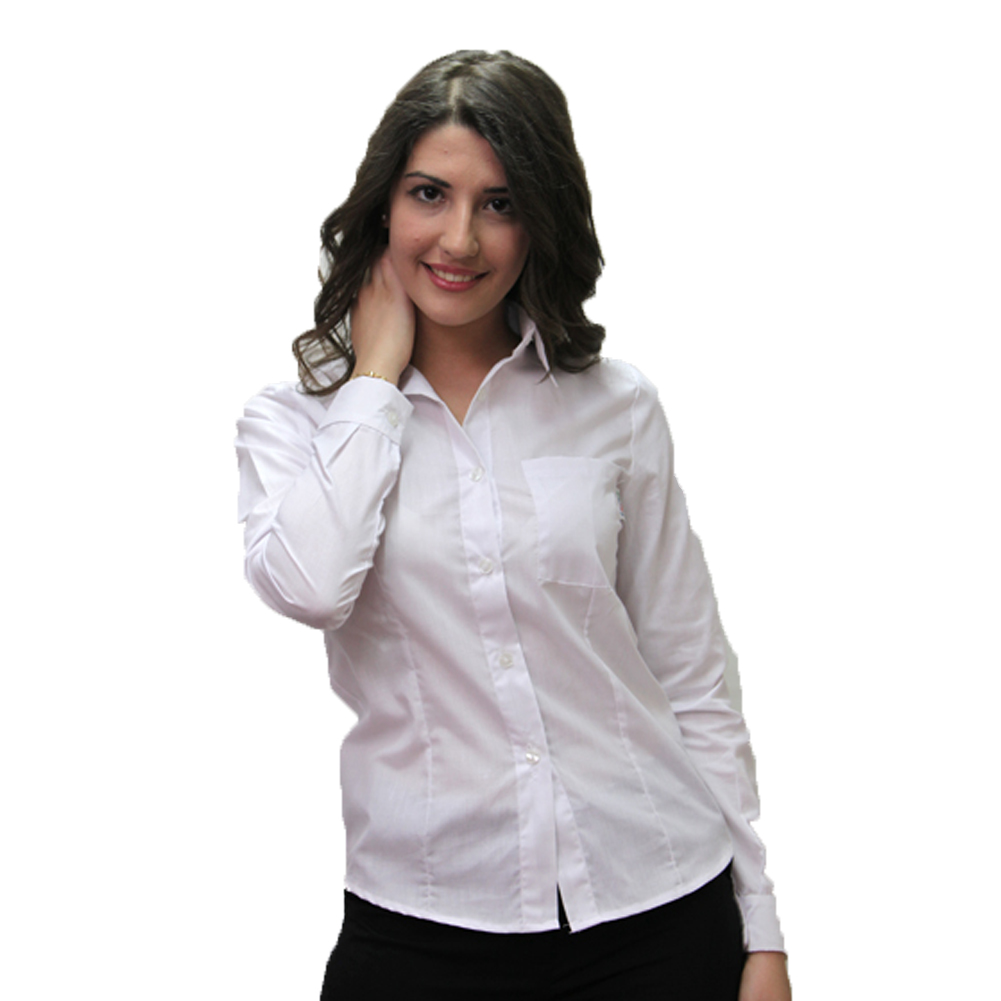 Camisa blusa de las mujeres trabajan hotel hotel de algodón de manga larga