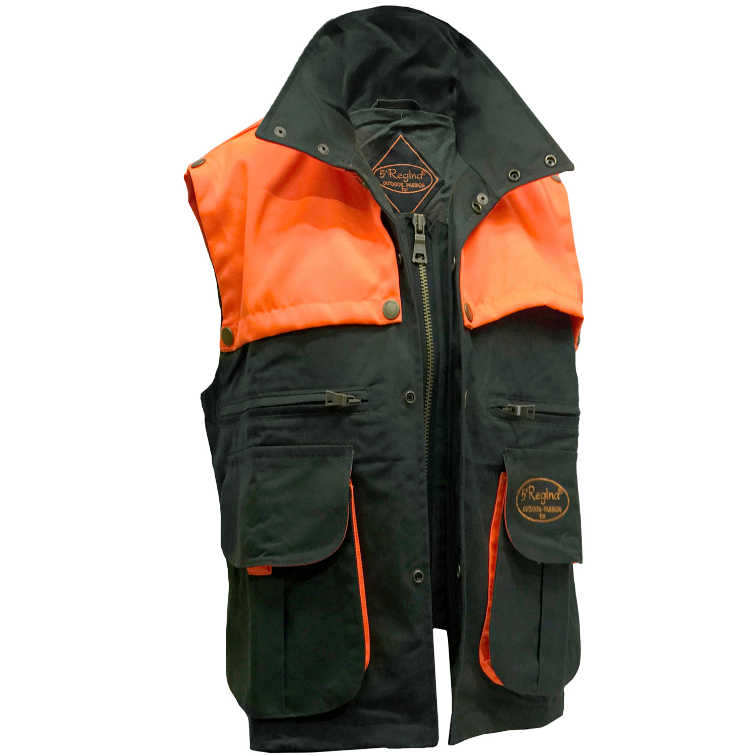 Gilet smanicato cerato caccia arancio verde carniere cotone traspirante