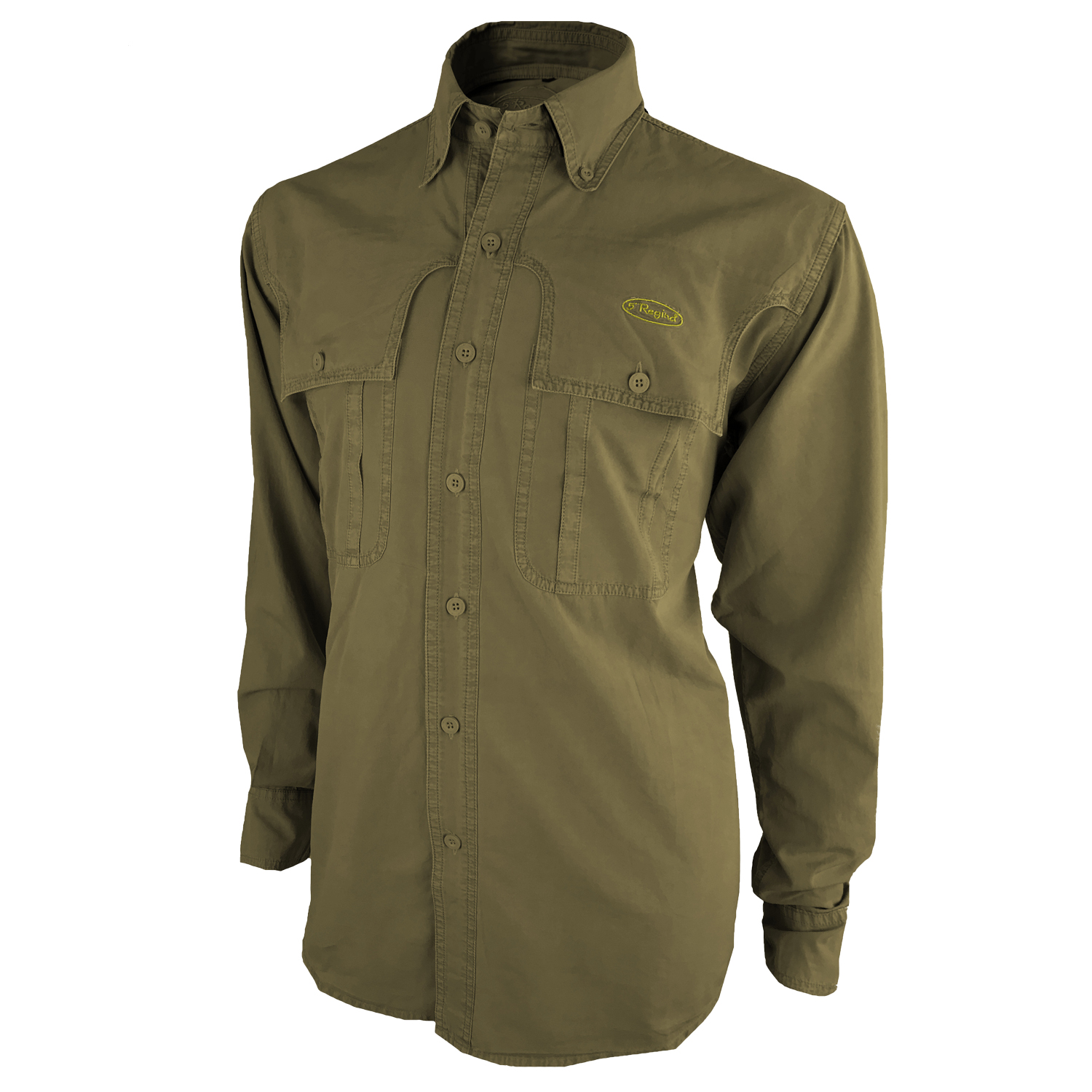 Camicia caccia verde marrone puro cotone stonewashed outdoor