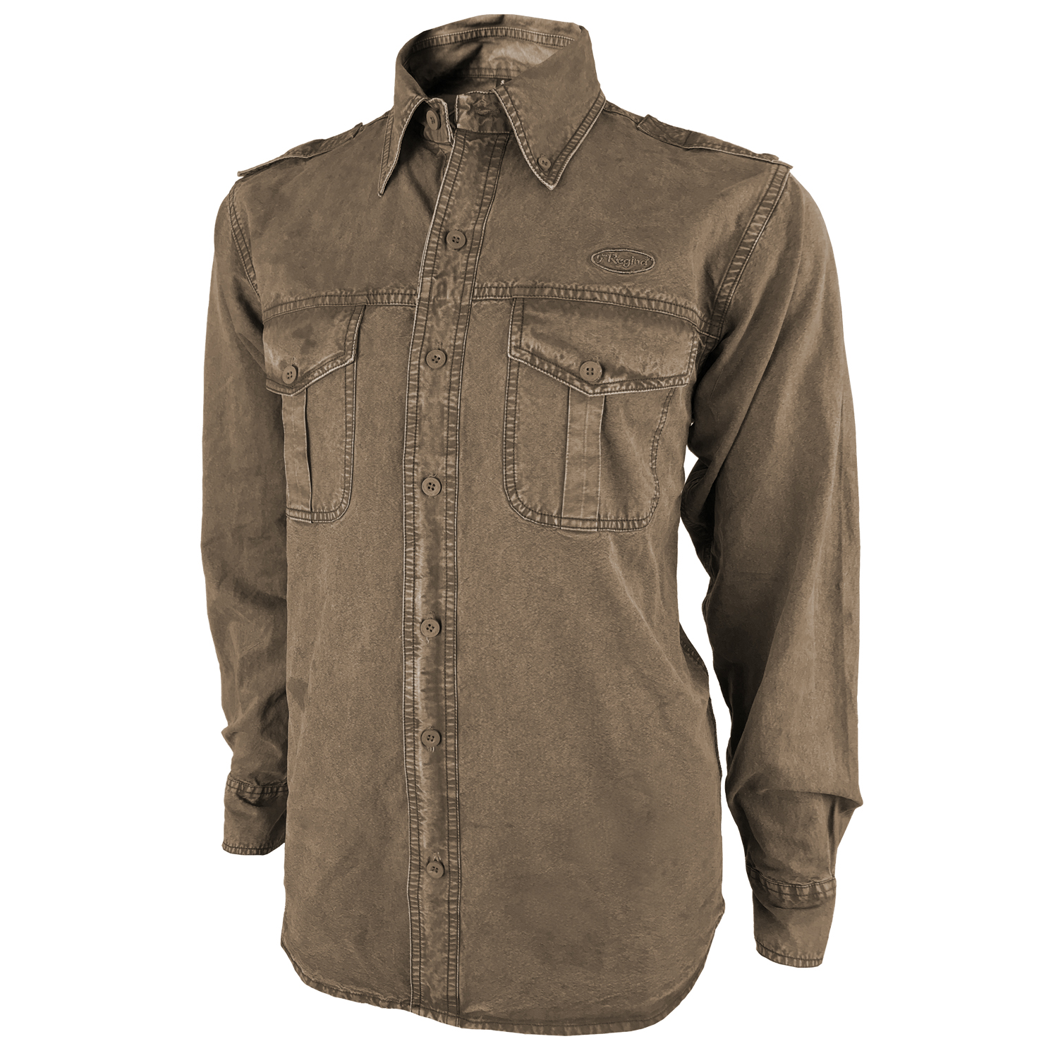 Camicia caccia verde marrone puro cotone stonewashed outdoor