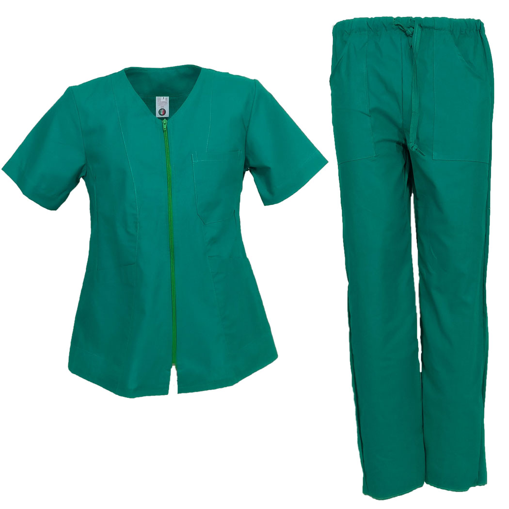 Completo zip infermiere oss cotone mezze maniche divisa estetista dottore - Personalizzabile con il tuo logo