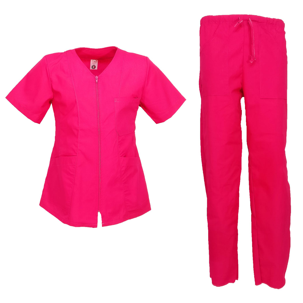 Completo zip infermiere oss cotone mezze maniche divisa estetista dottore - Personalizzabile con il tuo logo