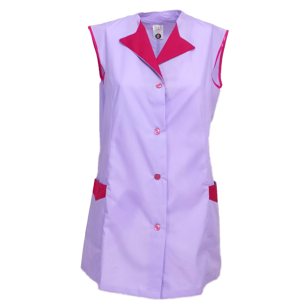 Camice smanicato donna giromanica bottoni estivo pulizie lavoro made in Italy - Personalizzabile con il tuo logo